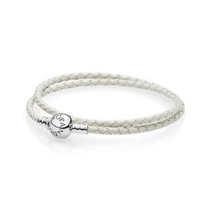 Ivory White Braided Double-Leather Charm Bracelet